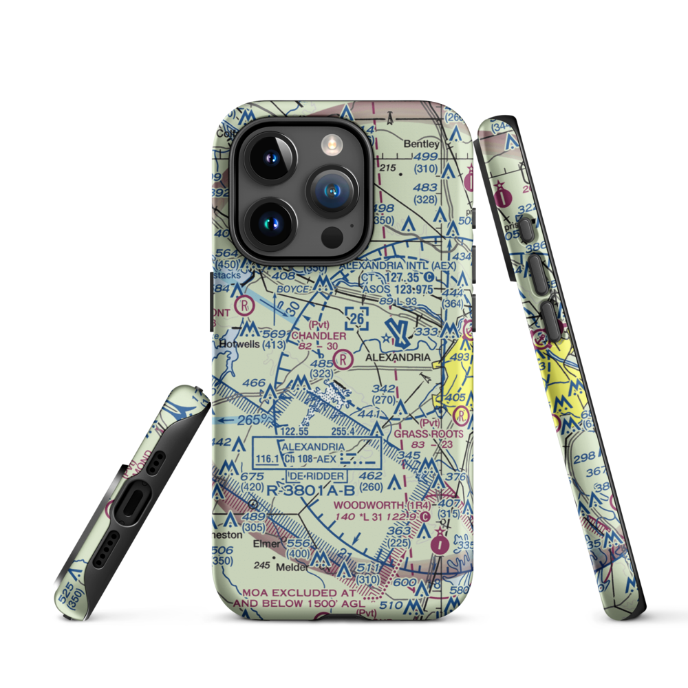 Chandler Airport (9LA6) VFR Sectional  Tough iPhone Case iPhone 15 Pro model shown