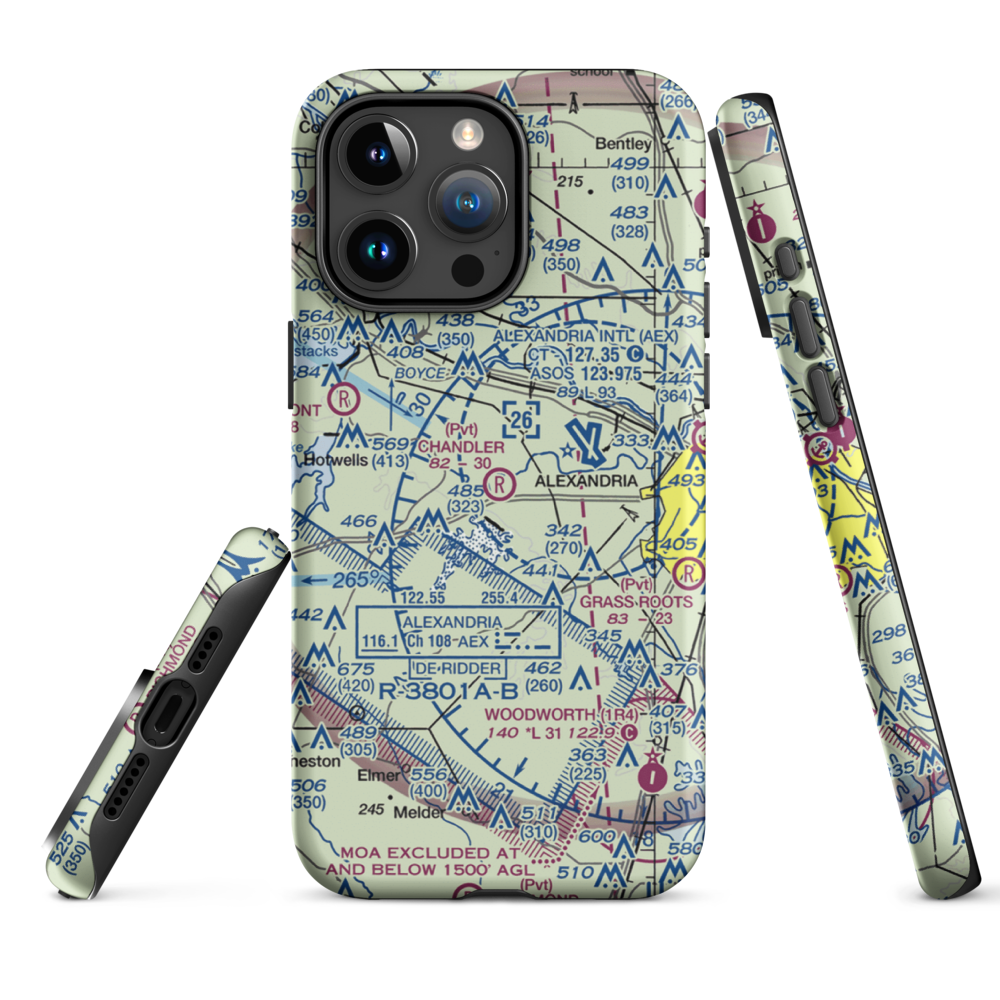 Chandler Airport (9LA6) VFR Sectional  Tough iPhone Case iPhone 15 Pro Max model shown