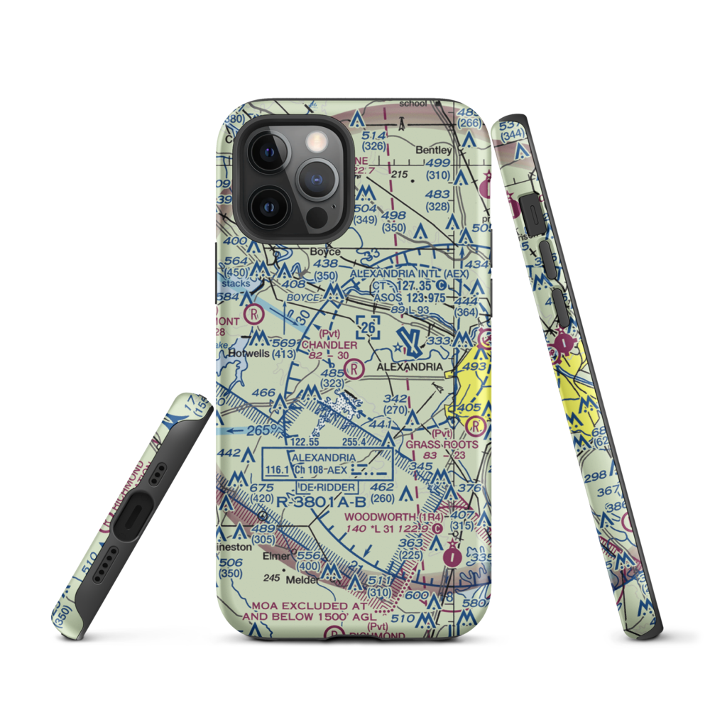 Chandler Airport (9LA6) VFR Sectional  Tough iPhone Case iPhone 12 Pro model shown