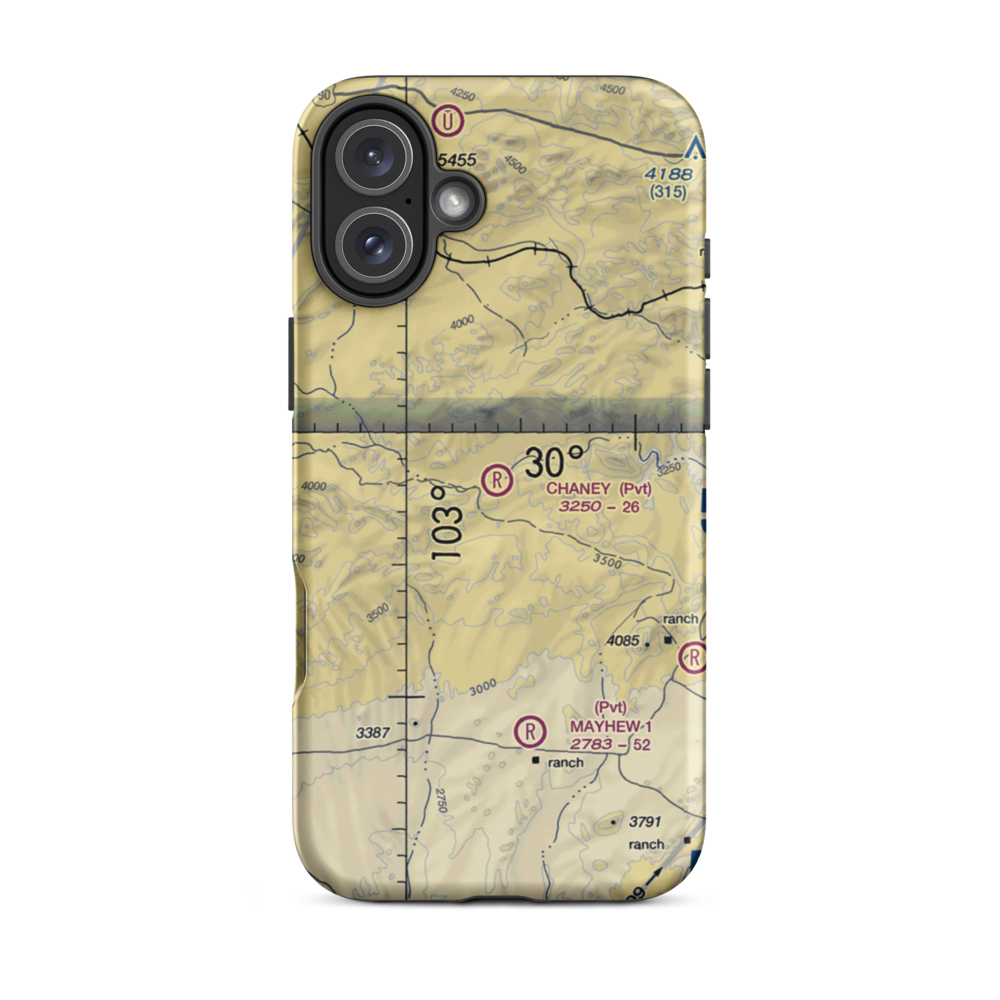 Chaney San Francisco Ranch Airport (92TE) VFR Sectional  Tough iPhone Case iPhone 16 Plus model shown