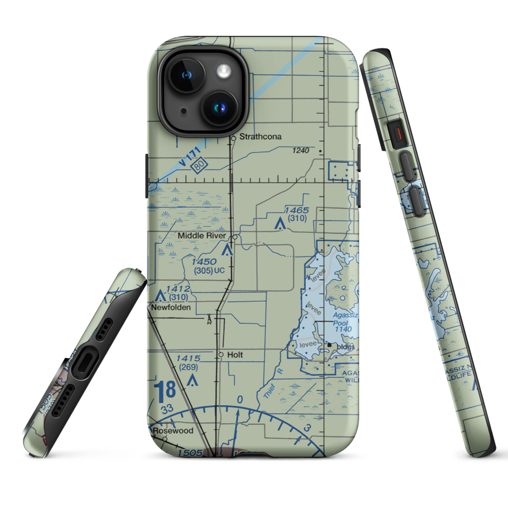 Chanlin Field (5MN9) VFR Sectional  Tough iPhone Case iPhone 15 Plus model shown