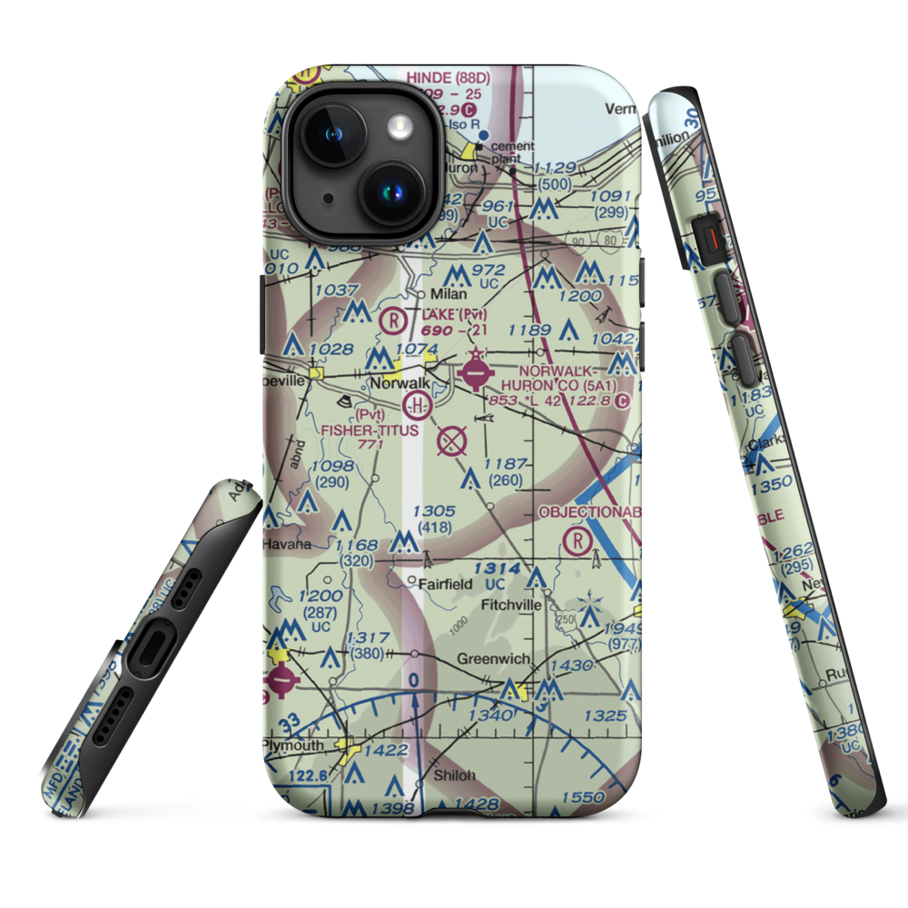Chapin Airport (47OH) VFR Sectional  Tough iPhone Case iPhone 15 Plus model shown