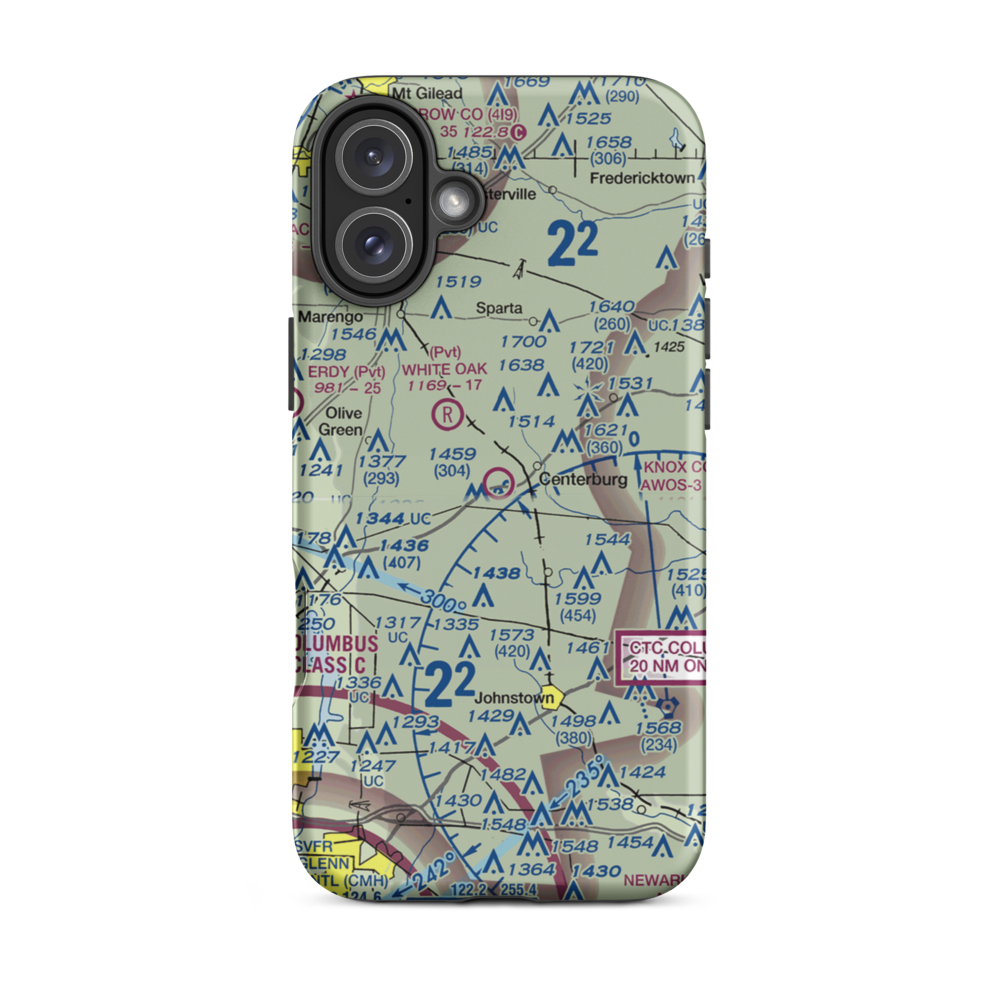 Chapman Memorial Field (6CM) VFR Sectional  Tough iPhone Case iPhone 16 Plus model shown