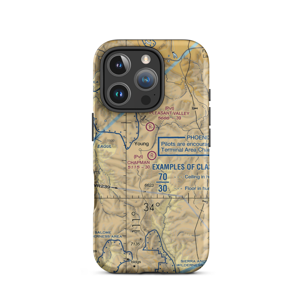 Chapman Ranch Airstrip (58AZ) VFR Sectional  Tough iPhone Case iPhone 16 Pro model shown