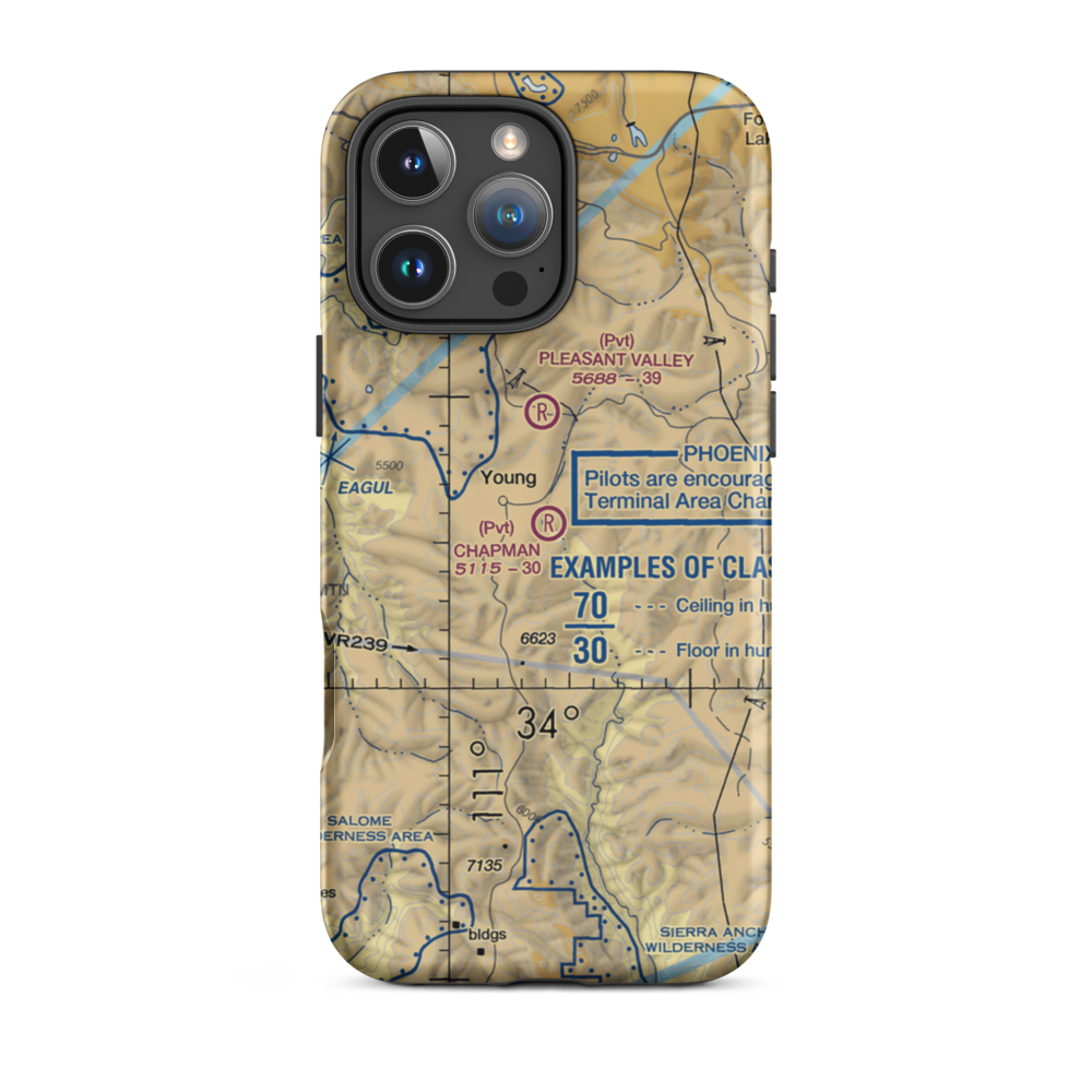 Chapman Ranch Airstrip (58AZ) VFR Sectional  Tough iPhone Case iPhone 16 Pro Max model shown