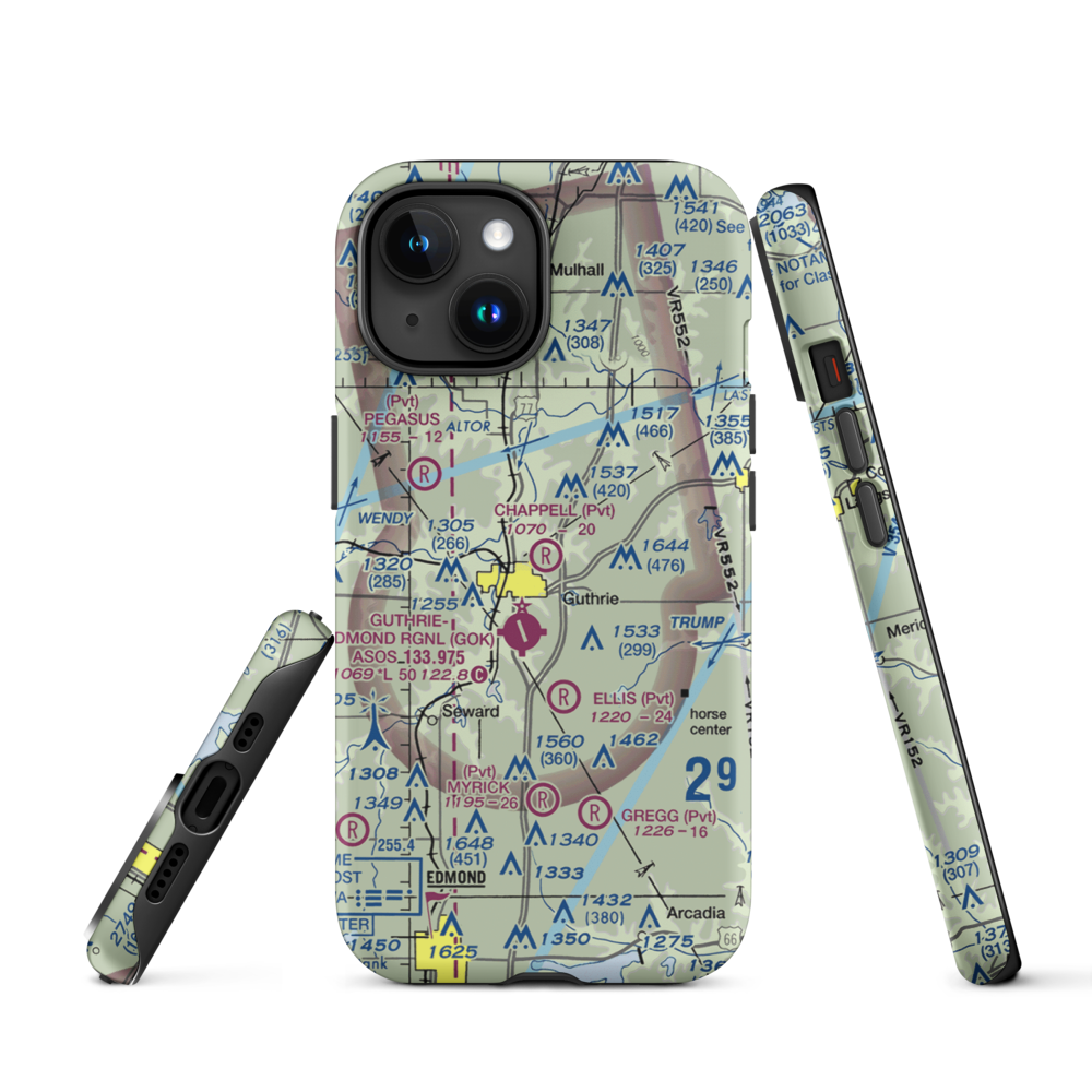 Chappell Airport (0OK5) VFR Sectional  Tough iPhone Case iPhone 15 model shown