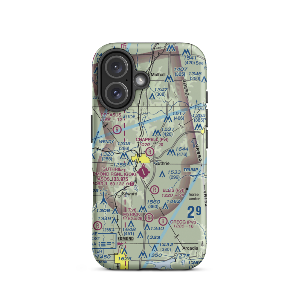 Chappell Airport (0OK5) VFR Sectional  Tough iPhone Case iPhone 16 model shown