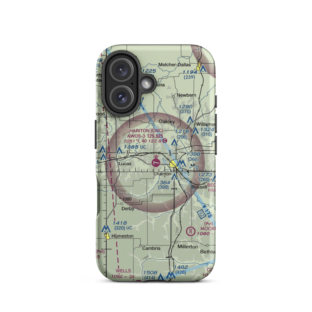 Chariton Municipal Airport (CNC) VFR Sectional  Tough iPhone Case iPhone 16 model shown