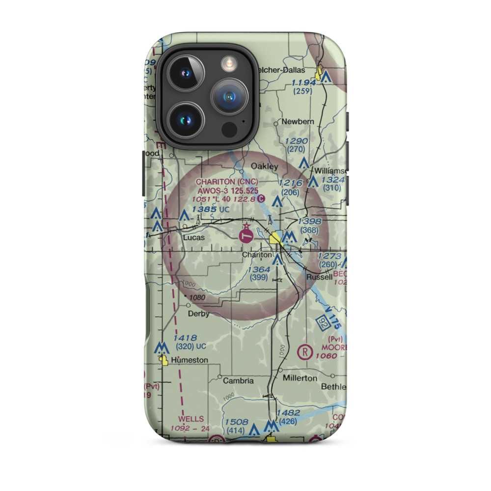 Chariton Municipal Airport (CNC) VFR Sectional  Tough iPhone Case iPhone 16 Pro Max model shown