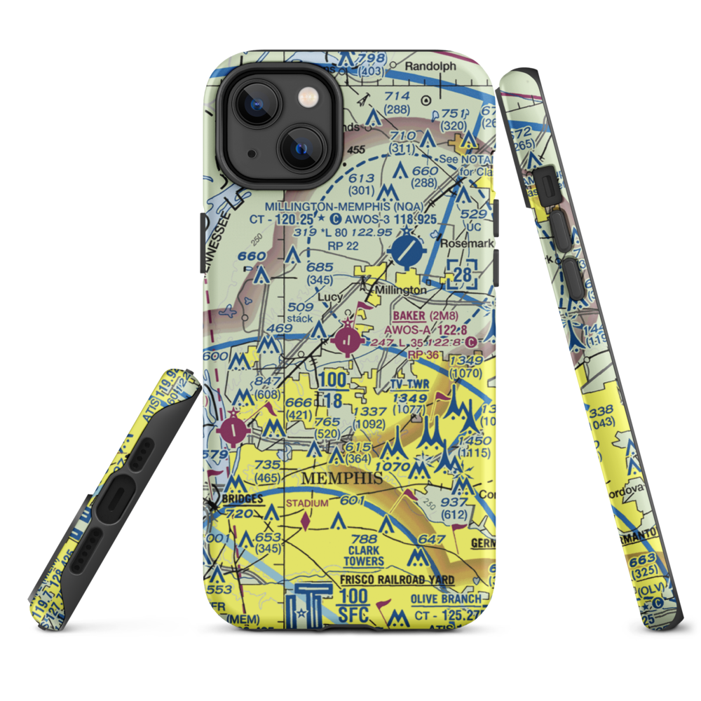 Charles W. Baker Airport (2M8) VFR Sectional  Tough iPhone Case iPhone 14 Plus model shown