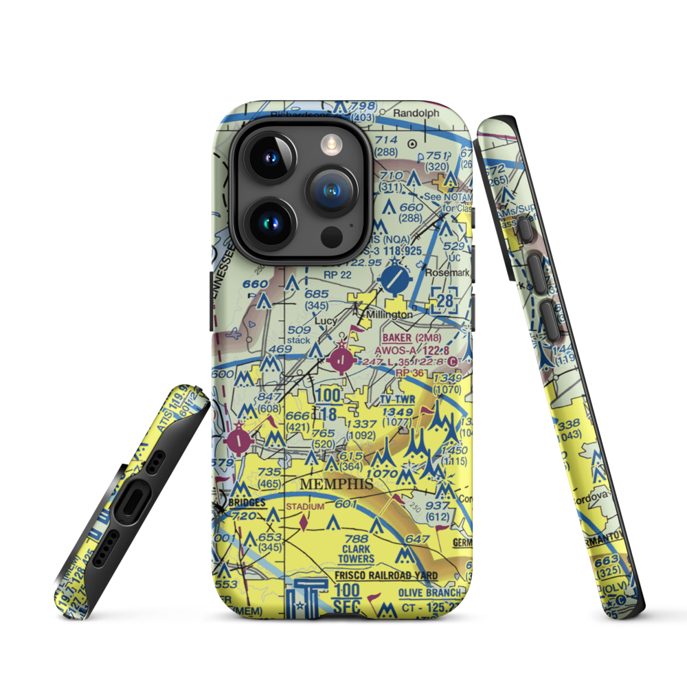 Charles W. Baker Airport (2M8) VFR Sectional  Tough iPhone Case iPhone 15 Pro model shown