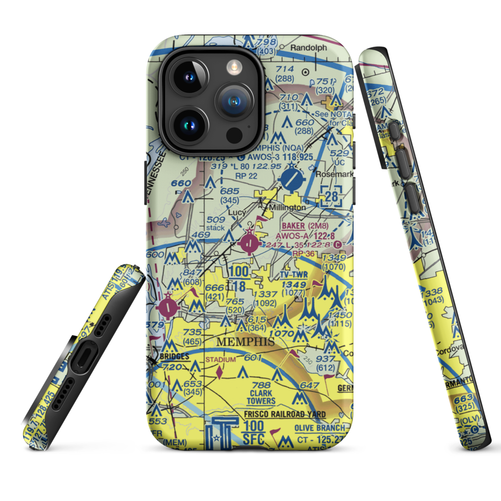 Charles W. Baker Airport (2M8) VFR Sectional  Tough iPhone Case iPhone 15 Pro Max model shown