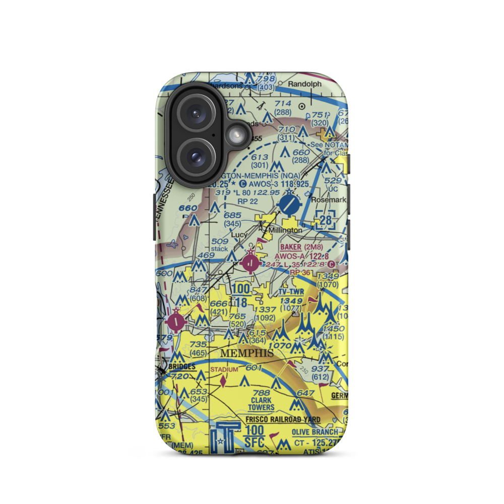 Charles W. Baker Airport (2M8) VFR Sectional  Tough iPhone Case iPhone 16 model shown