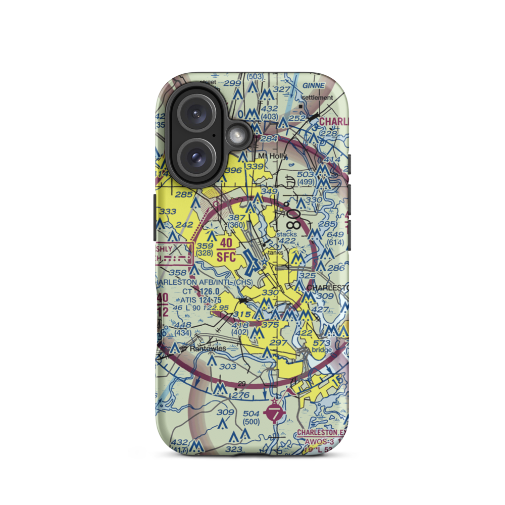 Charleston Air Force Base-International Airport (CHS) VFR Sectional  Tough iPhone Case iPhone 16 model shown
