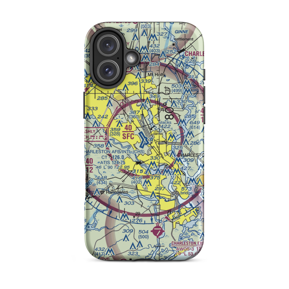 Charleston Air Force Base-International Airport (CHS) VFR Sectional  Tough iPhone Case iPhone 16 Plus model shown