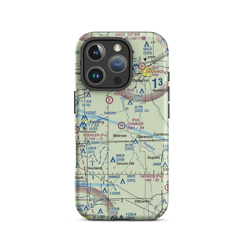 Charloe Airport (53OH) VFR Sectional  Tough iPhone Case iPhone 16 Pro model shown