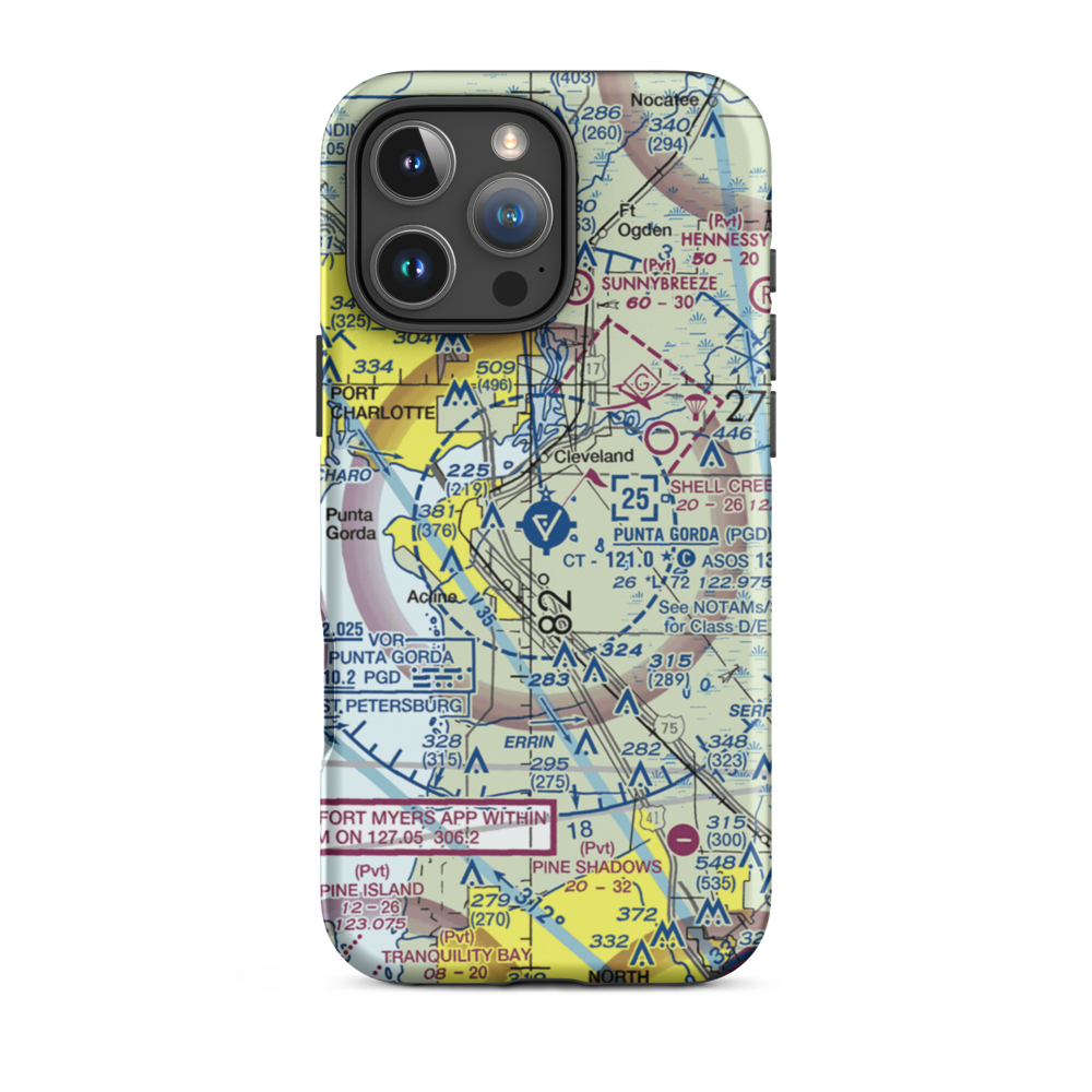 Charlotte County Airport (PGD) VFR Sectional  Tough iPhone Case iPhone 16 Pro Max model shown