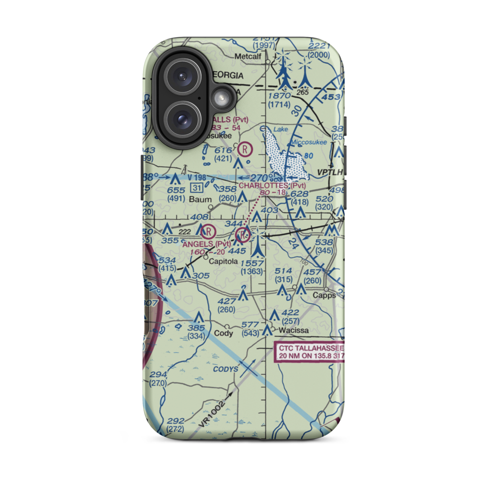 Charlotte's Field (53FD) VFR Sectional  Tough iPhone Case iPhone 16 Plus model shown