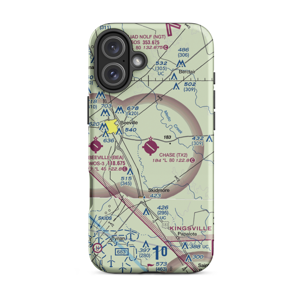 Chase Field Industrial Airport (TX2) VFR Sectional  Tough iPhone Case iPhone 16 Plus model shown