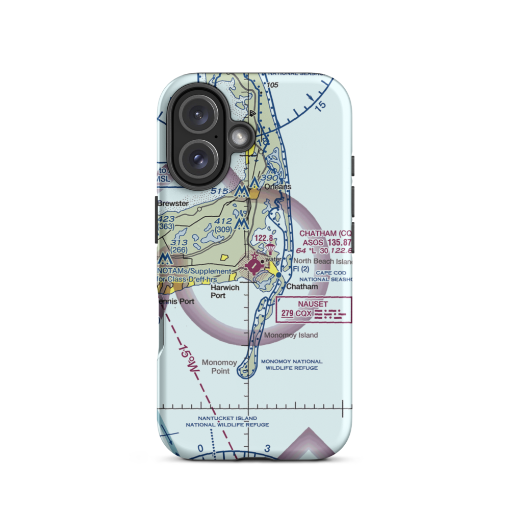 Chatham Municipal Airport (CQX) VFR Sectional  Tough iPhone Case iPhone 16 model shown