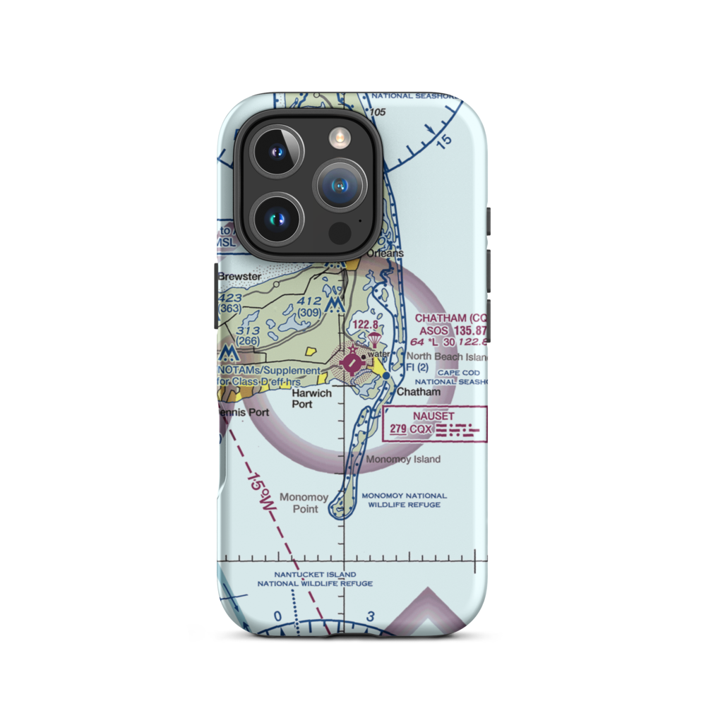 Chatham Municipal Airport (CQX) VFR Sectional  Tough iPhone Case iPhone 16 Pro model shown