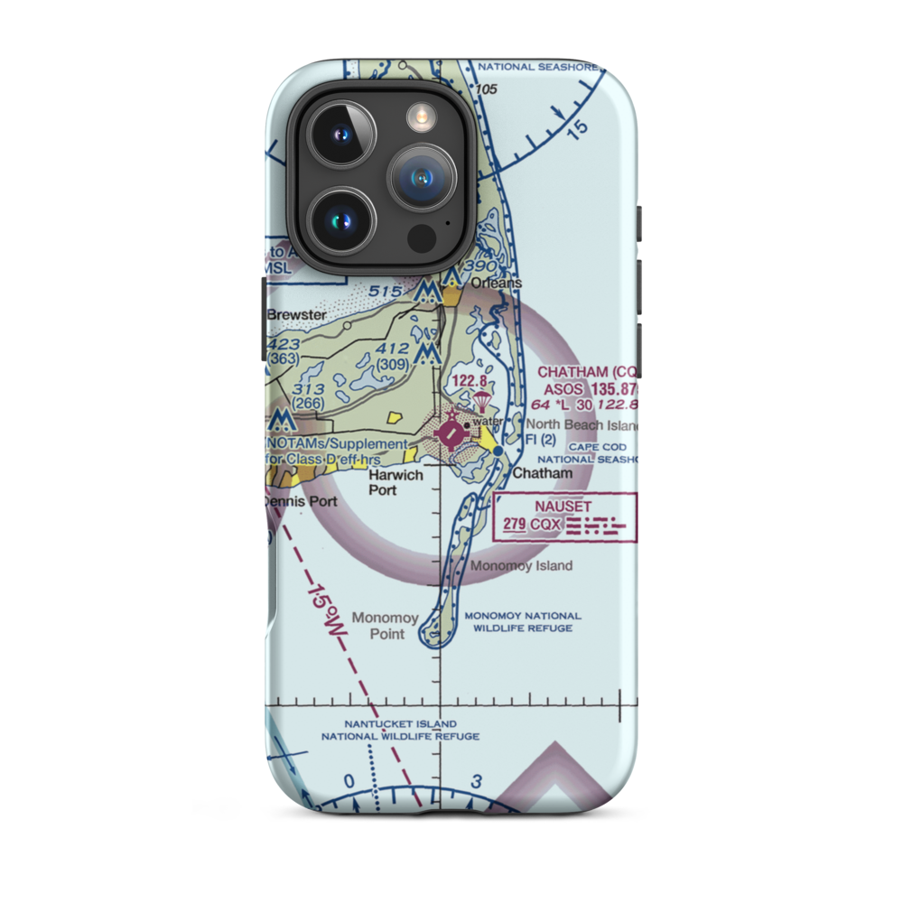 Chatham Municipal Airport (CQX) VFR Sectional  Tough iPhone Case iPhone 16 Pro Max model shown