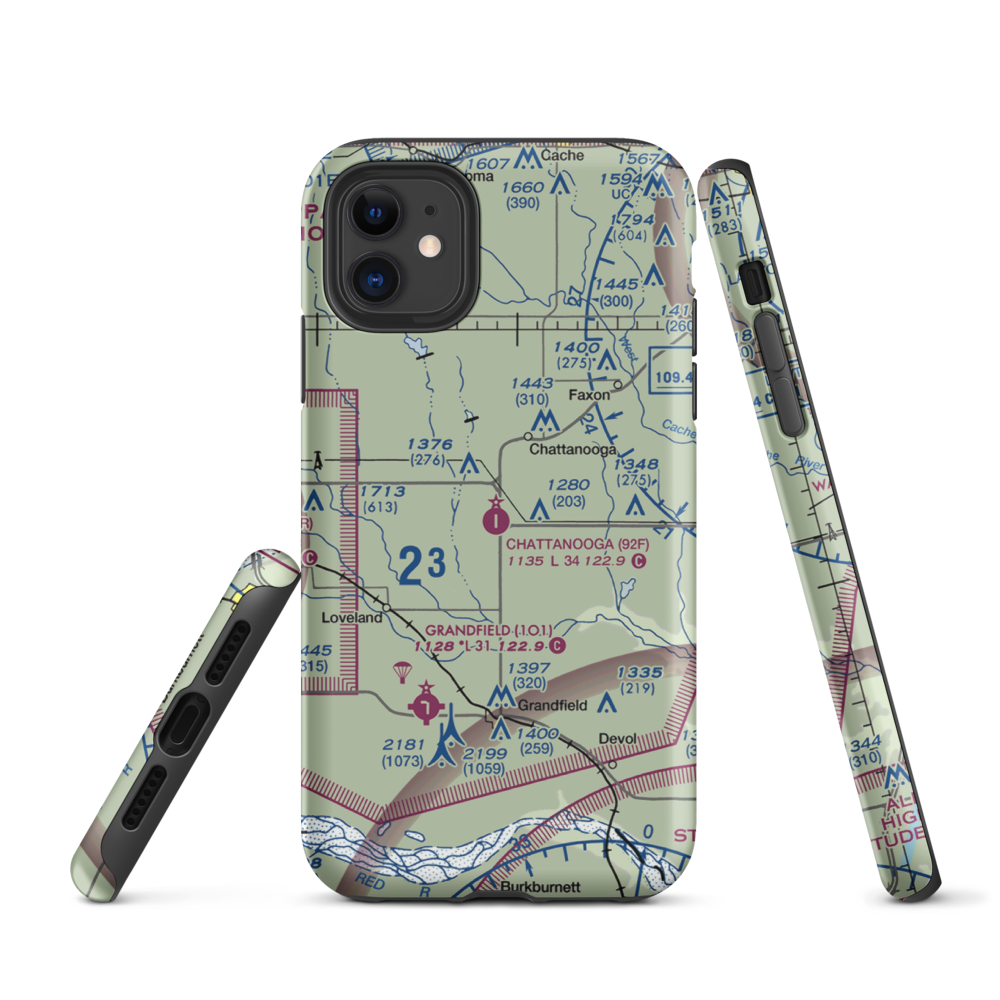 Chattanooga Sky Harbor Airport (92F) VFR Sectional  Tough iPhone Case iPhone 11 model shown