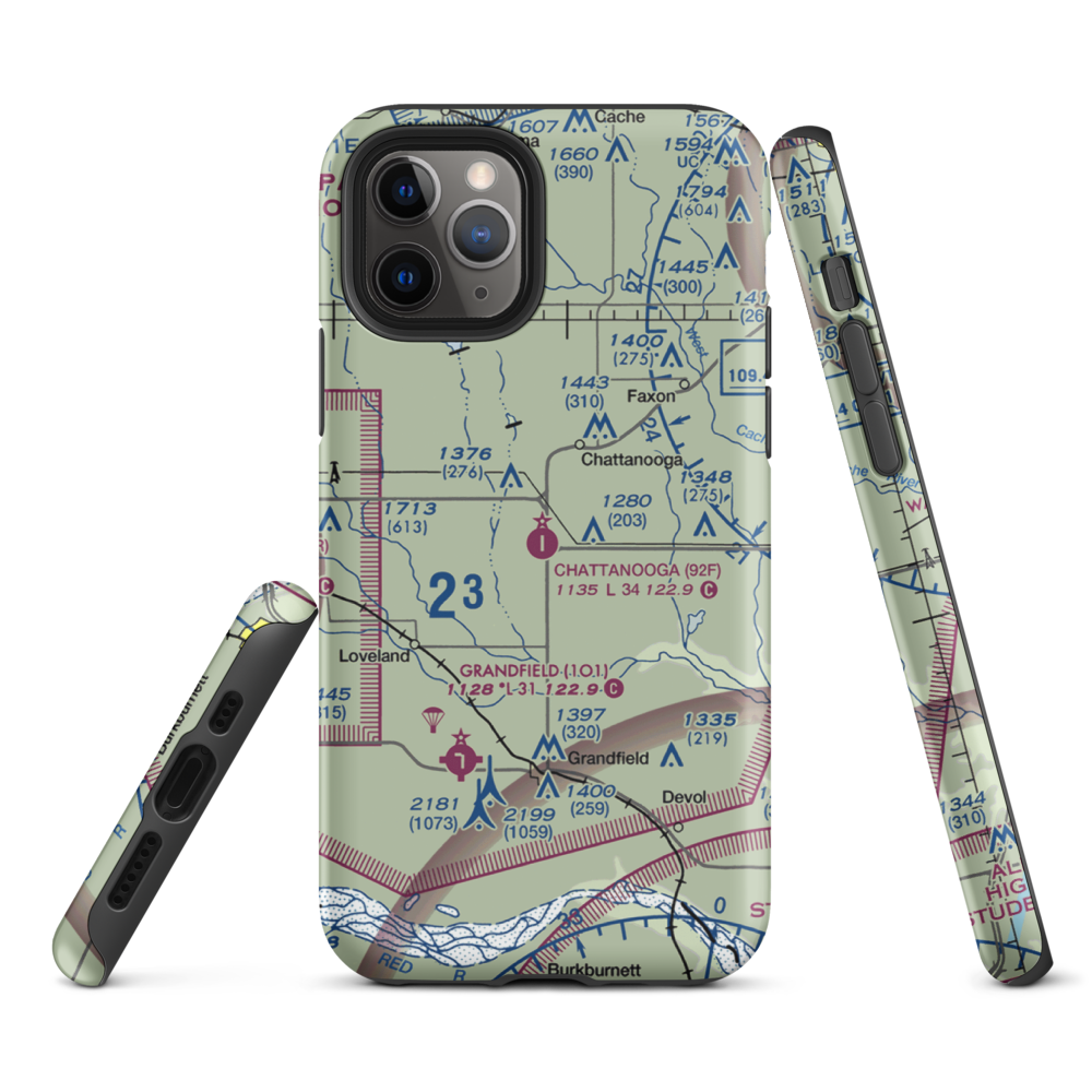 Chattanooga Sky Harbor Airport (92F) VFR Sectional  Tough iPhone Case iPhone 11 Pro model shown