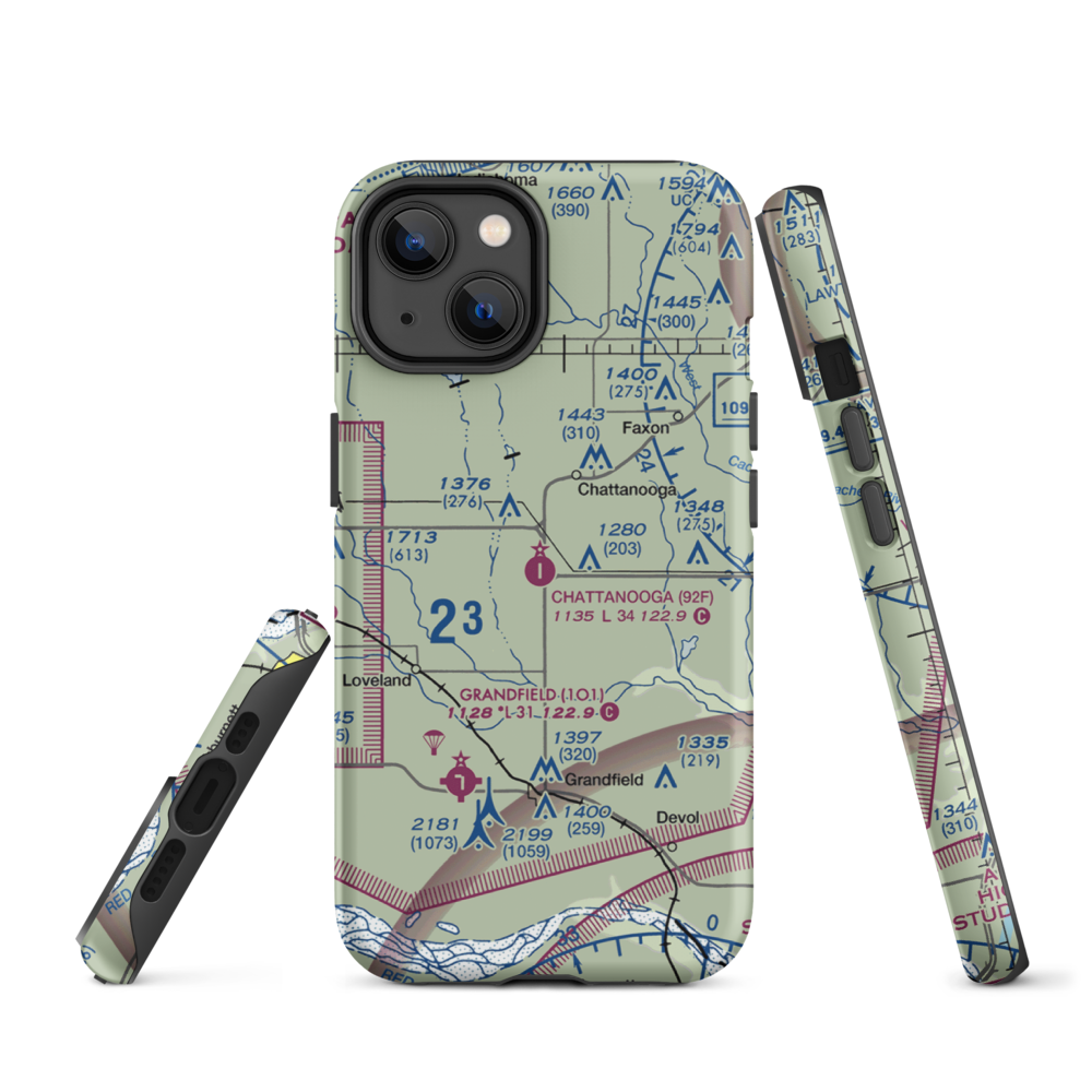 Chattanooga Sky Harbor Airport (92F) VFR Sectional  Tough iPhone Case iPhone 14 model shown