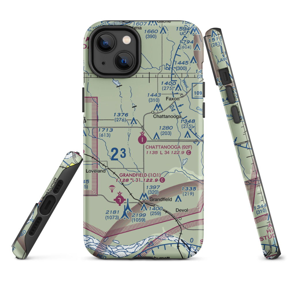 Chattanooga Sky Harbor Airport (92F) VFR Sectional  Tough iPhone Case iPhone 14 Plus model shown