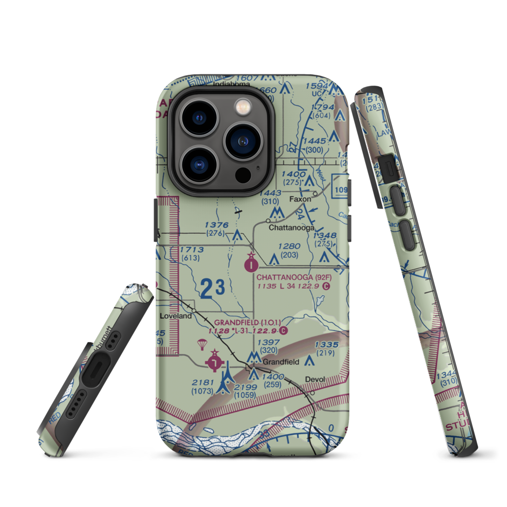 Chattanooga Sky Harbor Airport (92F) VFR Sectional  Tough iPhone Case iPhone 14 Pro model shown