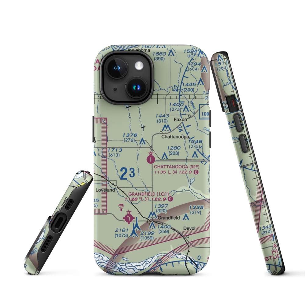 Chattanooga Sky Harbor Airport (92F) VFR Sectional  Tough iPhone Case iPhone 15 model shown