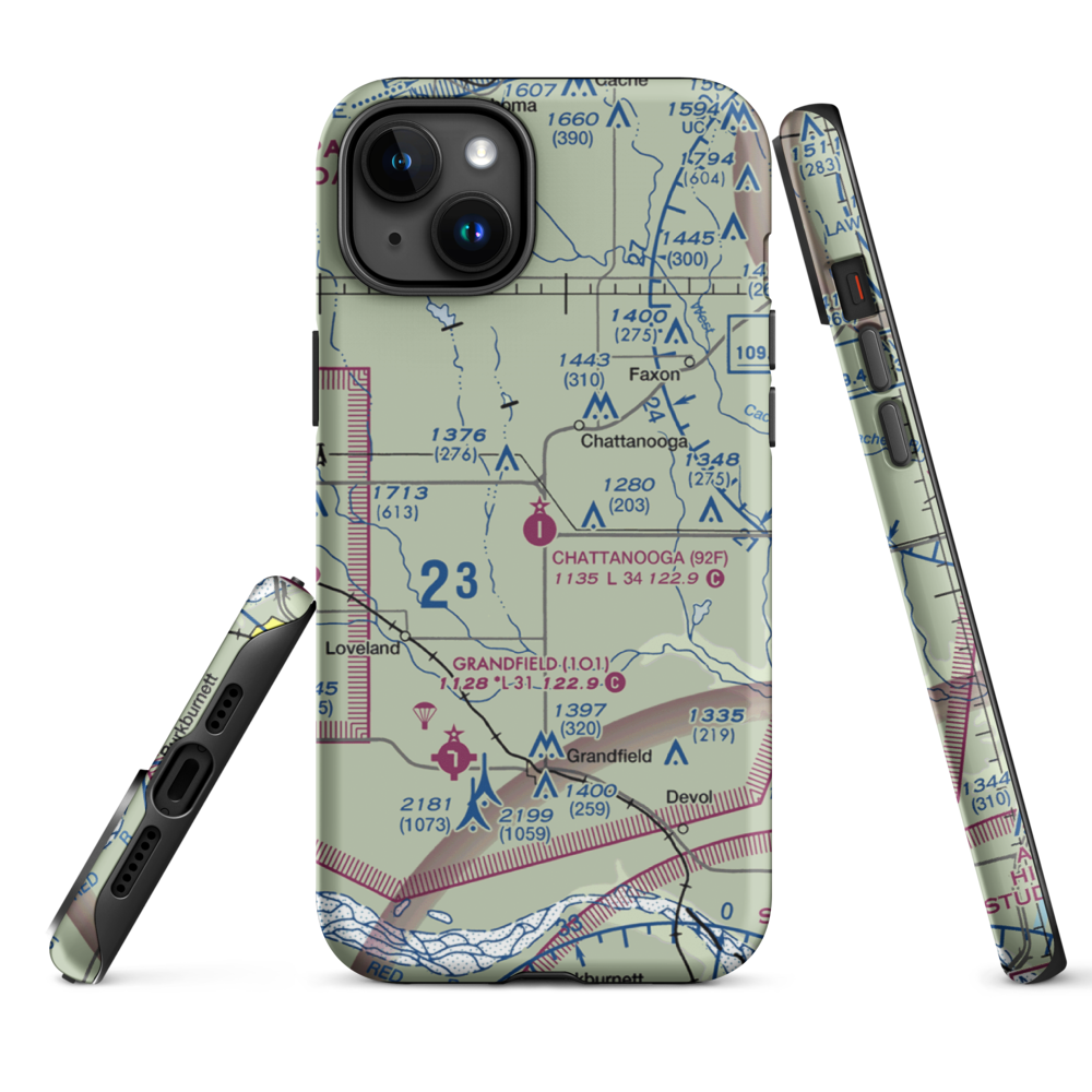 Chattanooga Sky Harbor Airport (92F) VFR Sectional  Tough iPhone Case iPhone 15 Plus model shown