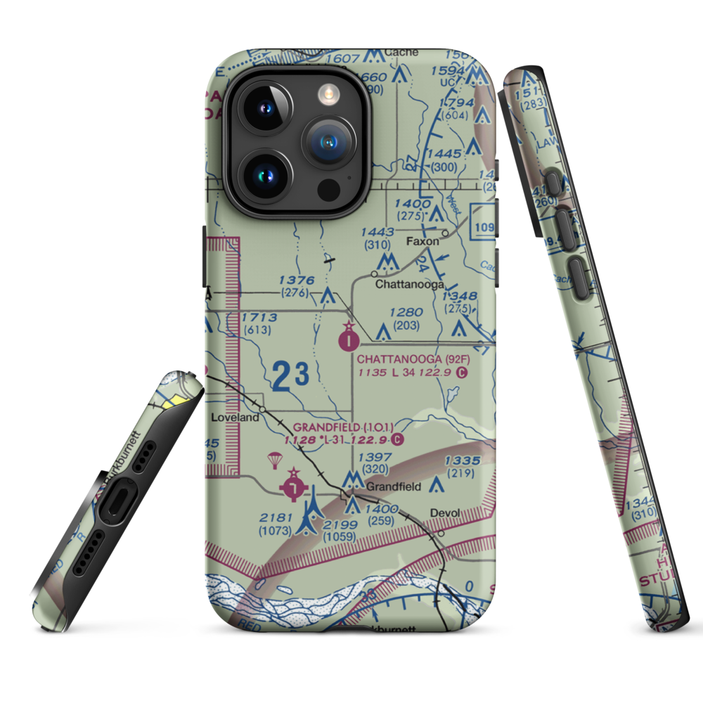 Chattanooga Sky Harbor Airport (92F) VFR Sectional  Tough iPhone Case iPhone 15 Pro Max model shown