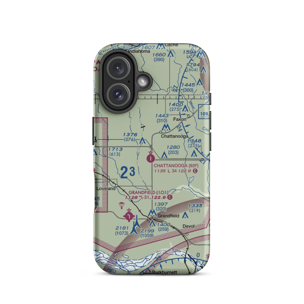 Chattanooga Sky Harbor Airport (92F) VFR Sectional  Tough iPhone Case iPhone 16 model shown