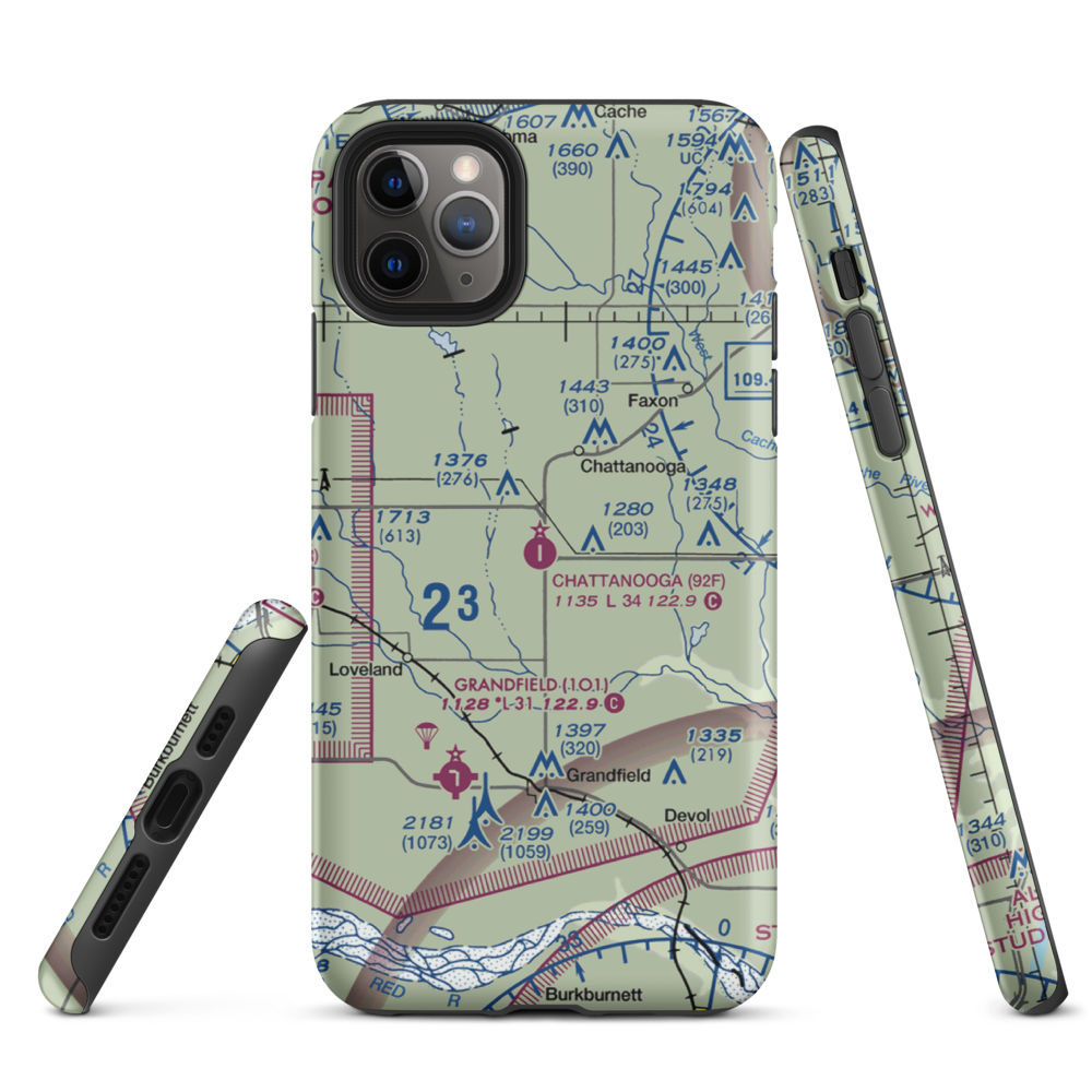 Chattanooga Sky Harbor Airport (92F) VFR Sectional  Tough iPhone Case iPhone 11 Pro Max model shown