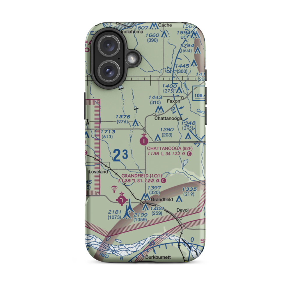 Chattanooga Sky Harbor Airport (92F) VFR Sectional  Tough iPhone Case iPhone 16 Plus model shown