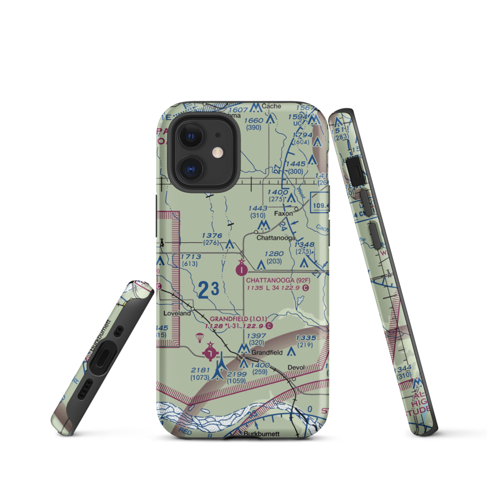 Chattanooga Sky Harbor Airport (92F) VFR Sectional  Tough iPhone Case iPhone 12 mini model shown