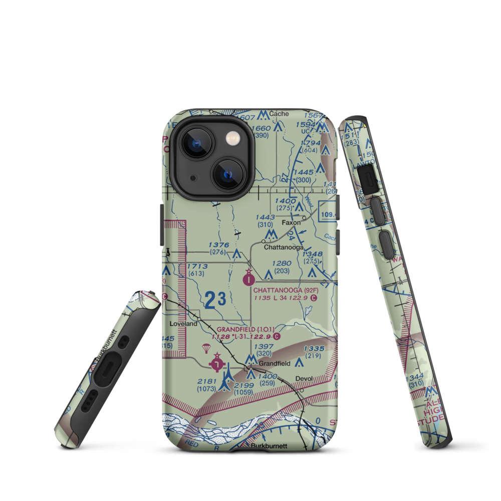 Chattanooga Sky Harbor Airport (92F) VFR Sectional  Tough iPhone Case iPhone 13 mini model shown