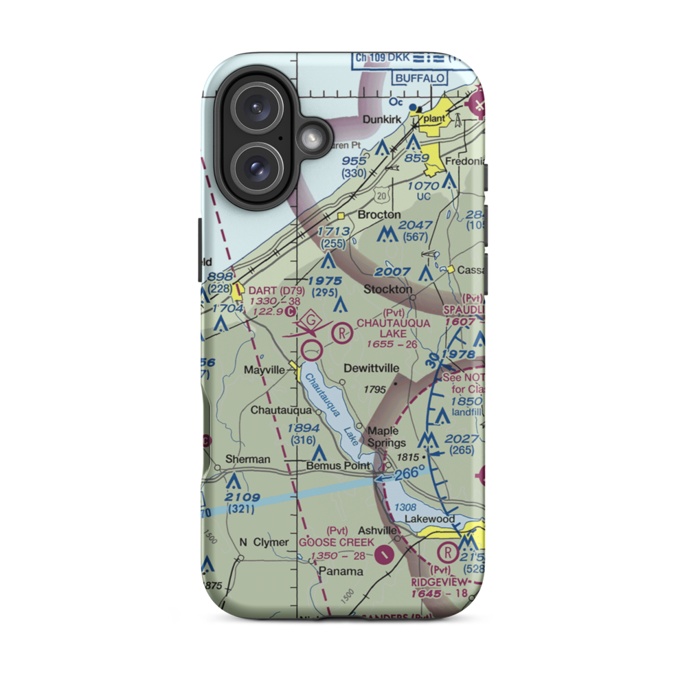 Chautauqua Lake Airpark (65NY) VFR Sectional  Tough iPhone Case iPhone 16 Plus model shown