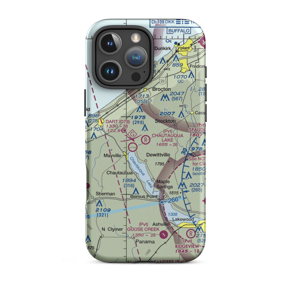Chautauqua Lake Airpark (65NY) VFR Sectional  Tough iPhone Case iPhone 16 Pro Max model shown