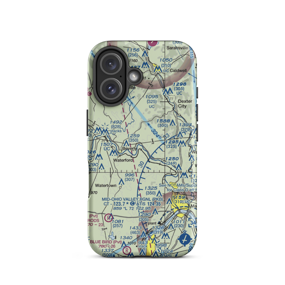 Checkpoint Charlie Airport (OI27) VFR Sectional  Tough iPhone Case iPhone 16 model shown