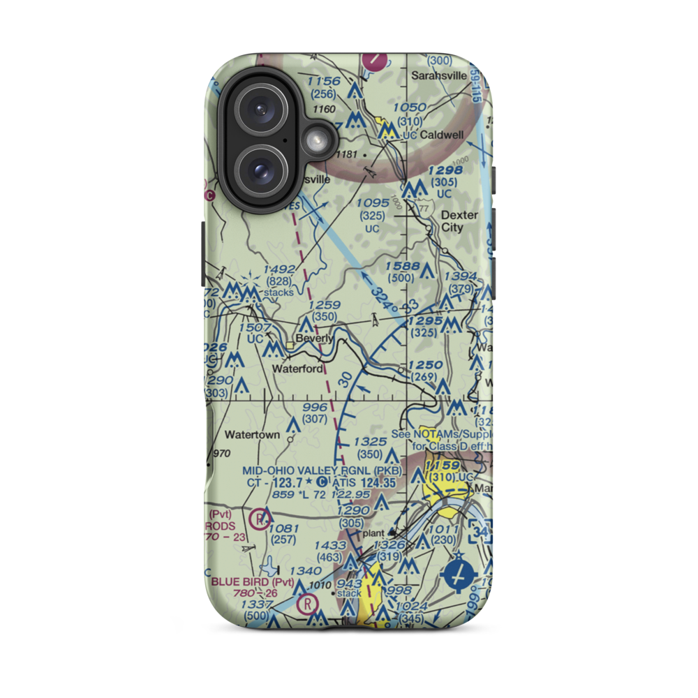 Checkpoint Charlie Airport (OI27) VFR Sectional  Tough iPhone Case iPhone 16 Plus model shown
