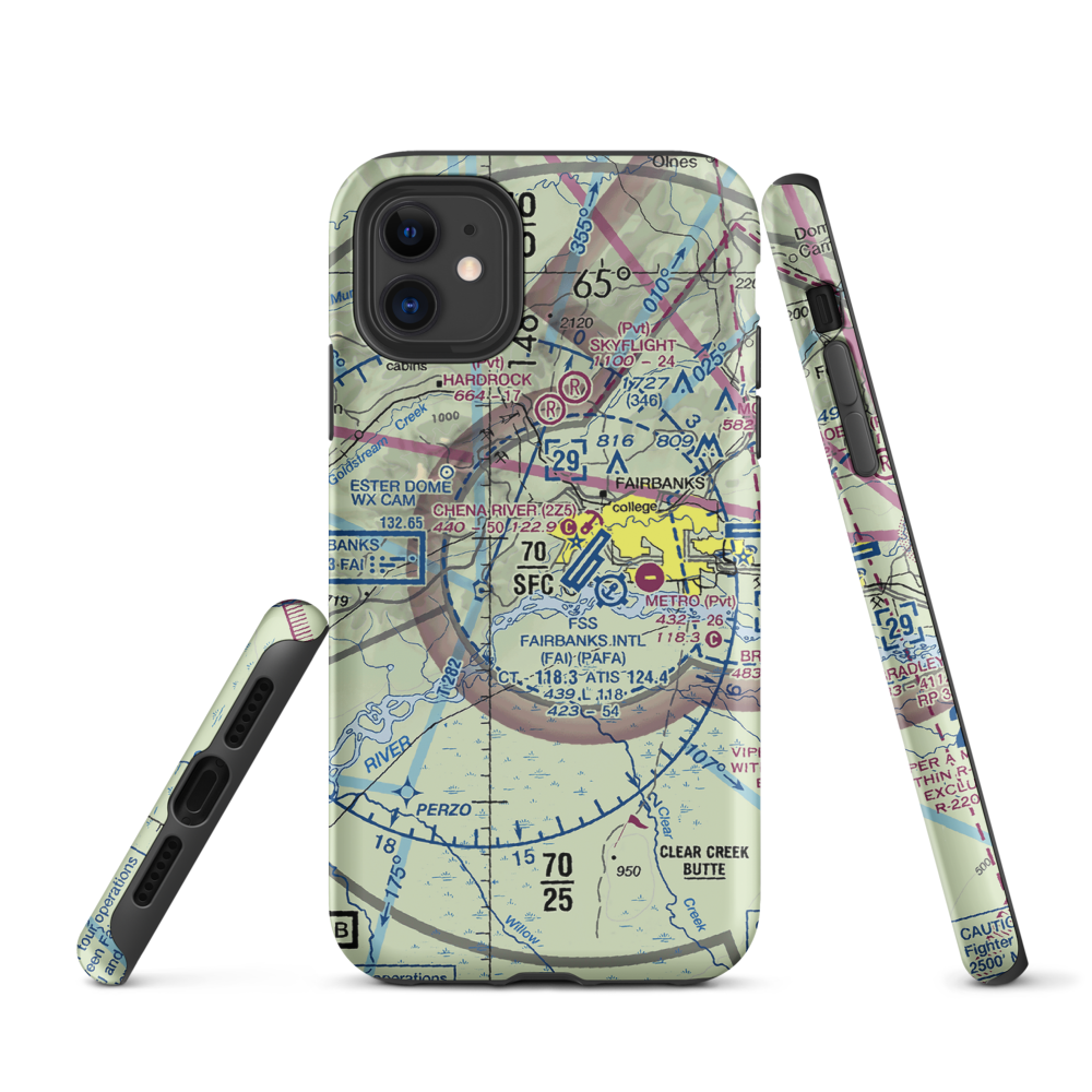 Chena Marina Airport (AK28) VFR Sectional  Tough iPhone Case iPhone 11 model shown