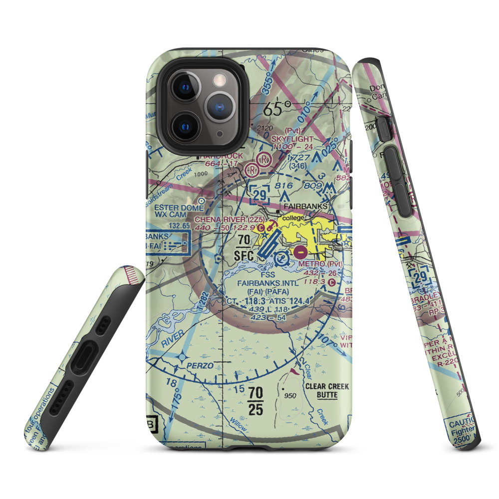 Chena Marina Airport (AK28) VFR Sectional  Tough iPhone Case iPhone 11 Pro model shown