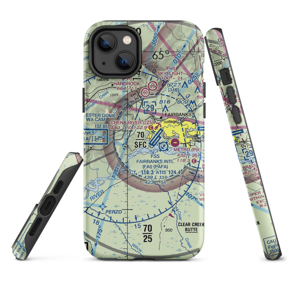 Chena Marina Airport (AK28) VFR Sectional  Tough iPhone Case iPhone 14 Plus model shown