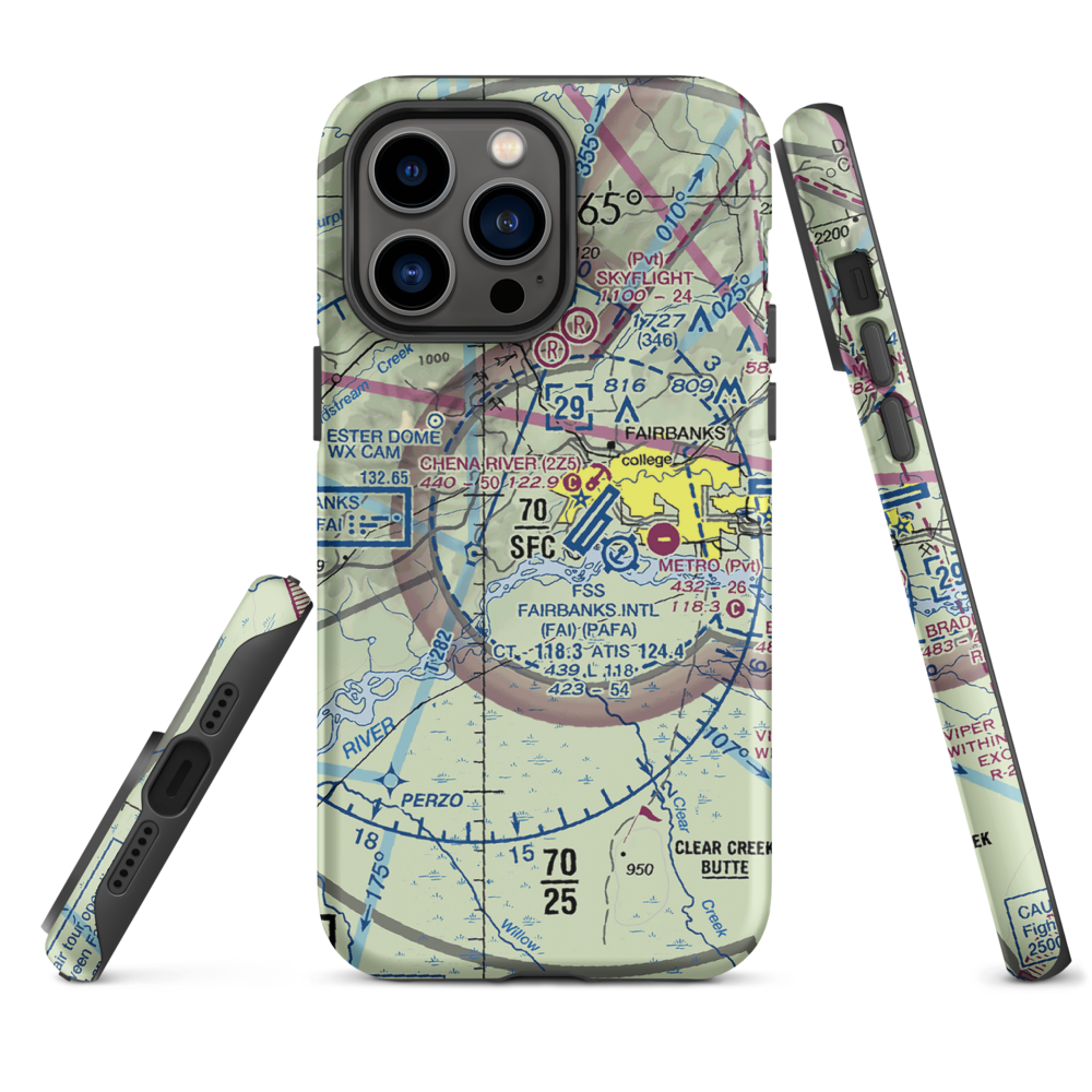 Chena Marina Airport (AK28) VFR Sectional  Tough iPhone Case iPhone 14 Pro Max model shown