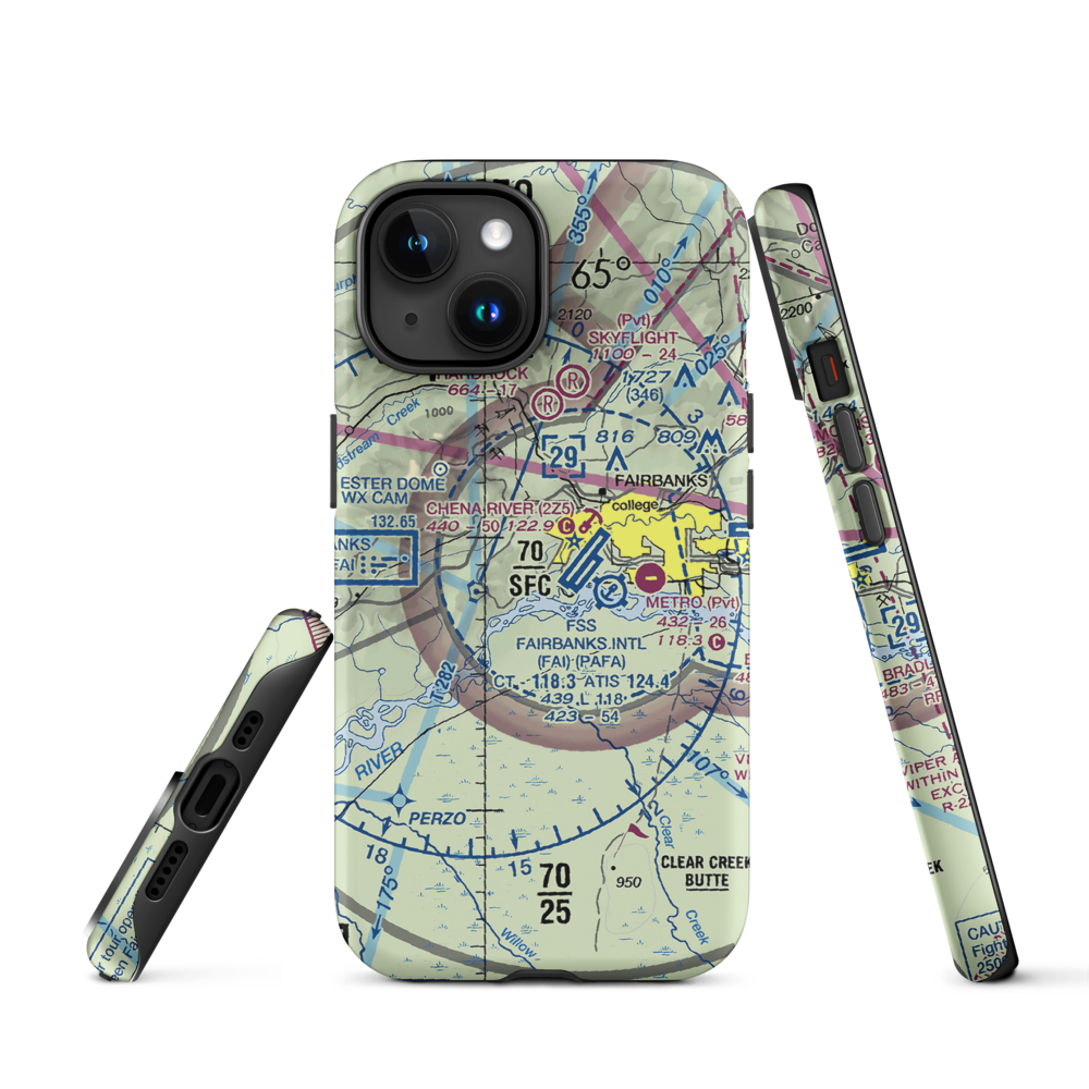 Chena Marina Airport (AK28) VFR Sectional  Tough iPhone Case iPhone 15 model shown