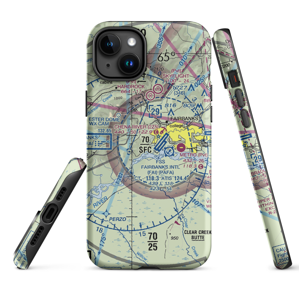Chena Marina Airport (AK28) VFR Sectional  Tough iPhone Case iPhone 15 Plus model shown