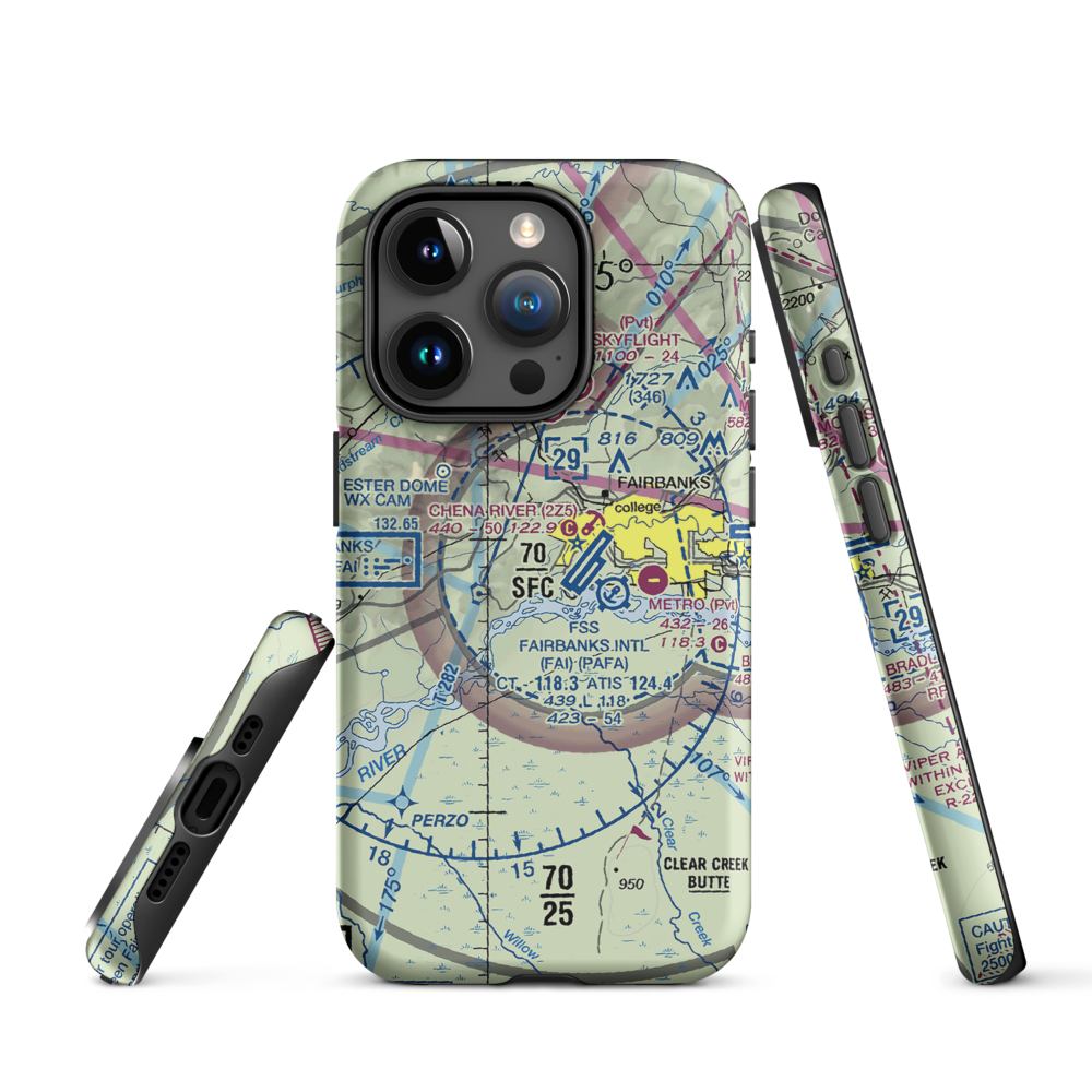 Chena Marina Airport (AK28) VFR Sectional  Tough iPhone Case iPhone 15 Pro model shown